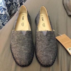Toms Navy Slub Chambray on Rope Slip-on